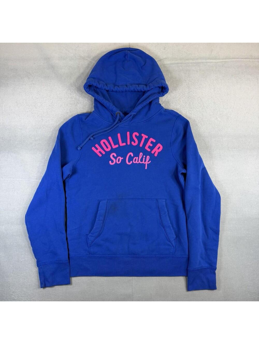 VTG Y2K Hollister California Hoodie Sweatshirt Womens Large Blue Pink Pullover